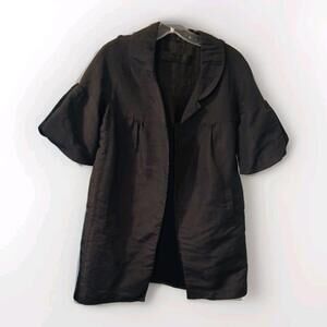 Jenni Kayne Black Collared Swing Jacket, Dress Coat Silk Size 8